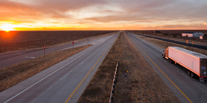 Trucks on the open road stock photo